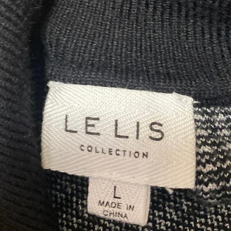 Le Lis Black Floral Knit Sleeveless Button Collar Crop Polo Vest Tank Top Size L