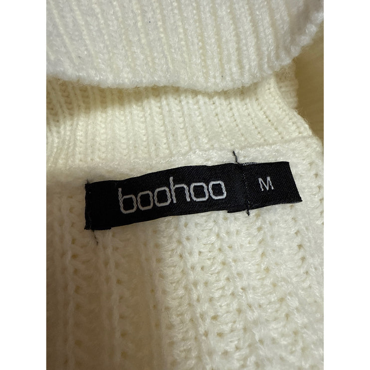 Boohoo Women's Cream White Chunky Knit Turtleneck Long Sleeve Sweater Top Size M
