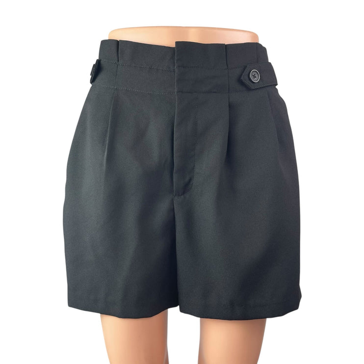 Banana Republic Women's Black Pleated High Waist Mini Wide Leg Paperbag Shorts 6
