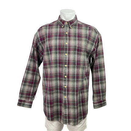 Loafers Mens Purple Flannel Plaid Checkered Long Sleeve Button Down Shirt Sz 1XL