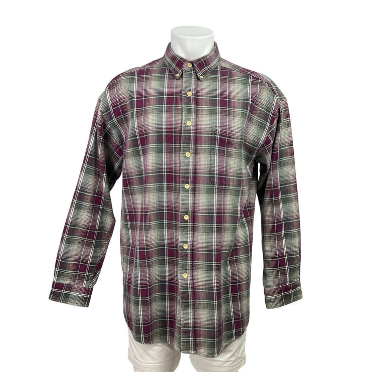 Loafers Mens Purple Flannel Plaid Checkered Long Sleeve Button Down Shirt Sz 1XL