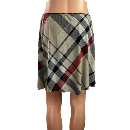 Wrapper Womens Multicolor Check Plaid Raw Hem Y2k Mini A-line Skirt Size L