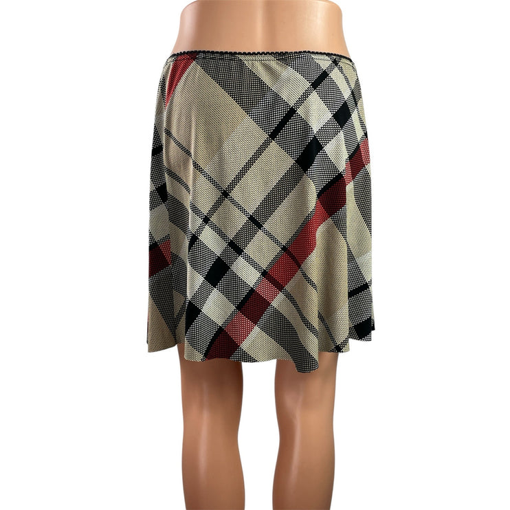 Wrapper Womens Multicolor Check Plaid Raw Hem Y2k Mini A-line Skirt Size L