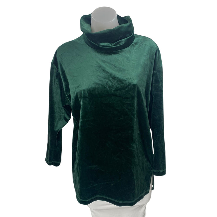 Vintage Laura Tyler Green Velvet Velour Turtleneck Long Sleeve Sweater Top Sz M