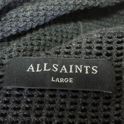 Allsaints Women's Black Knit Stretch Lightweight Open Cardigan Sweater Top Sz L