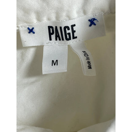 Paige Women's White Short Sleeve Button Up Tie Waist Shirt Mini Dress Size M