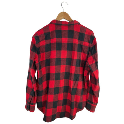 Madewell Women's Red Black Plaid Flannel Oversized Button Down Shirt Top Size S