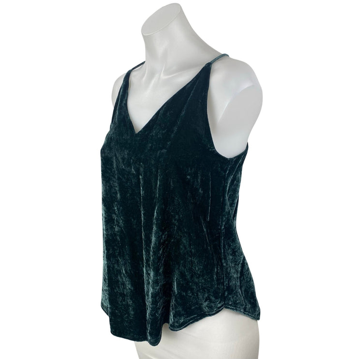 Ann Taylor Loft Green Velvet Velour Sleeveless V Neck Cami Camisole Tank Top XXS