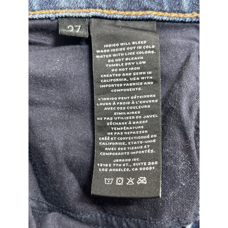 J. Brand Women's Blue Raw Frayed Hem High Rise Straight Denim Jeans Pants Sz 27