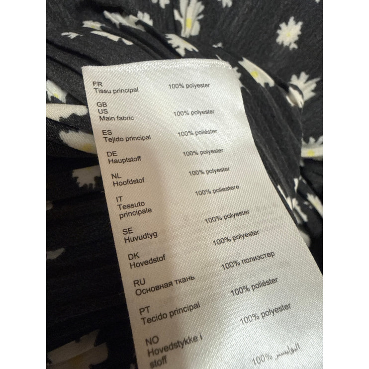 Maje Rockiz Women's Black Floral Pleated Plisse Long Sleeve Mini Shift Dress 2