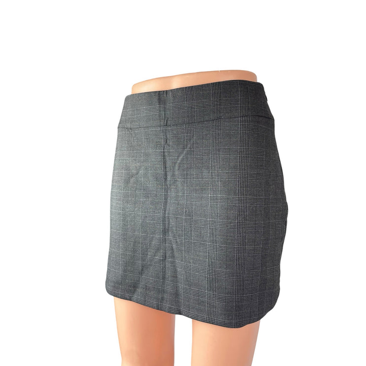 Zara Womens Dark Gray Plaid Check High Rise Office Mini Straight Pencil Skirt XS