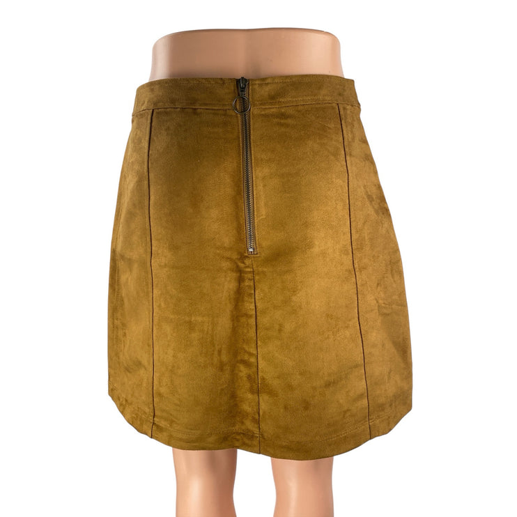 Old Navy Women's Camel Brown Faux Suede High Rise Mini Utility A-Line Skirt Sz 4