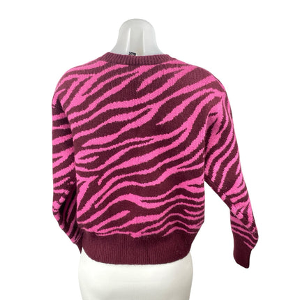 Ann Taylor Pink Zebra Animal Print Tiger Long Sleeve Knit Sweater Top Size M