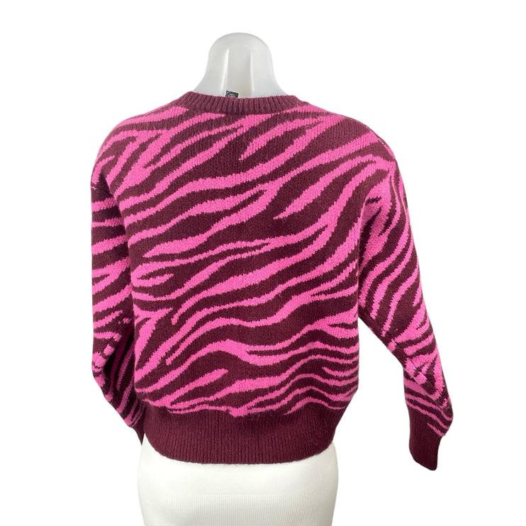 Ann Taylor Pink Zebra Animal Print Tiger Long Sleeve Knit Sweater Top Size M
