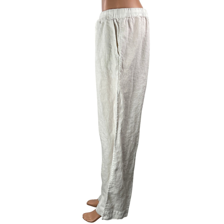 Vineyard Vines 100% Linen Womens White High Waisted Drawstring Relaxed Trouser M