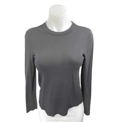 Zara Women's Black Long Sleeve Crew Neck Slim Fit Casual Tee T-shirt Top Size M