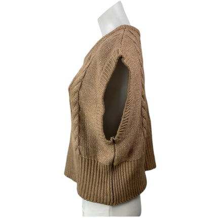 And Now This Women's Brown Sleeveless Cap Cable Knit Sweater Vest Top Size Sz L