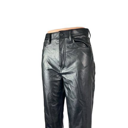 Abercrombie & Fitch Faux Vegan Leather High Rise Straight Trousers Dress Pants 4