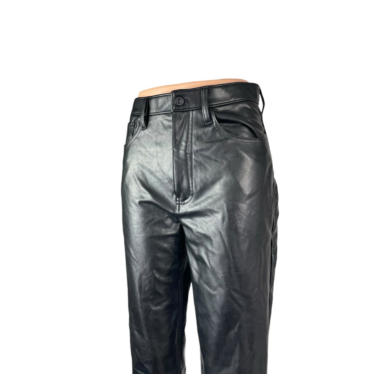 Abercrombie & Fitch Faux Vegan Leather High Rise Straight Trousers Dress Pants 4