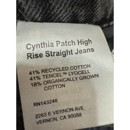 Reformation Cynthia Patch High Rise Straight Women's Black Denim Jeans Size 24
