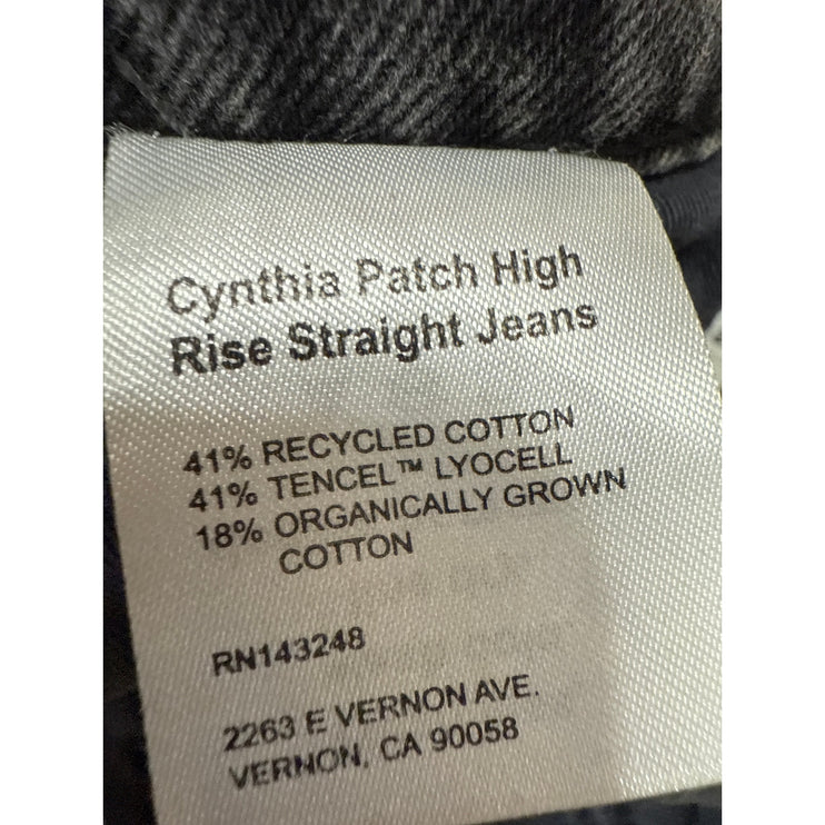 Reformation Cynthia Patch High Rise Straight Women's Black Denim Jeans Size 24