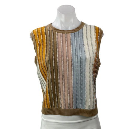 Eva Franco Multicolor Sleeveless Shimmer Striped Knit Sweater Tee Tank Top Sz L