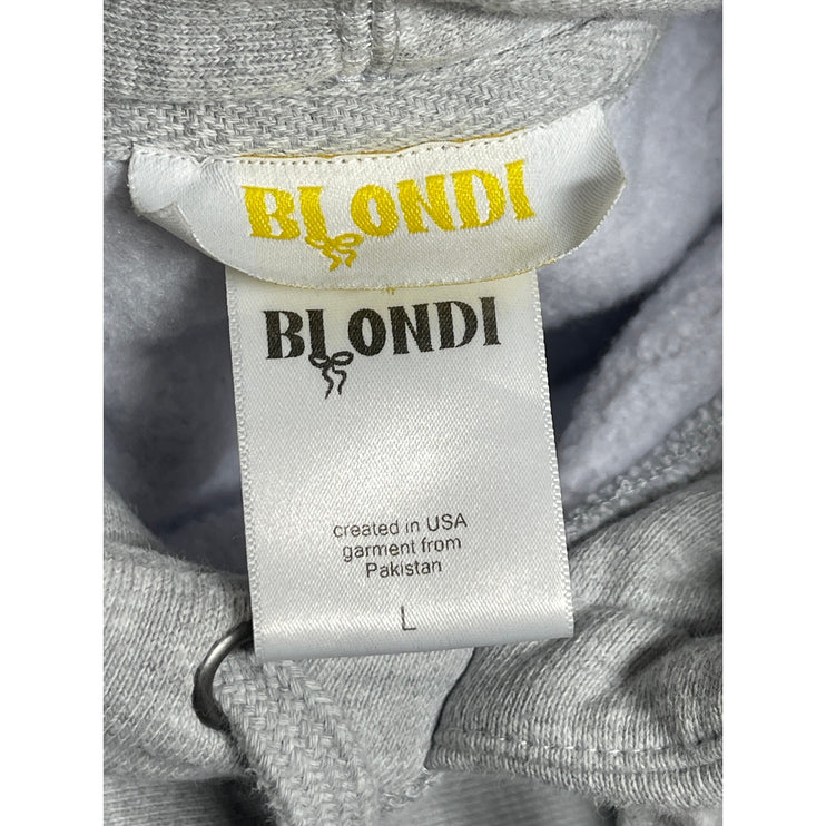 Blondi Women's Gray Fleece Embroidered Long Sleeve Hoodie Sweatshirt Top Size L