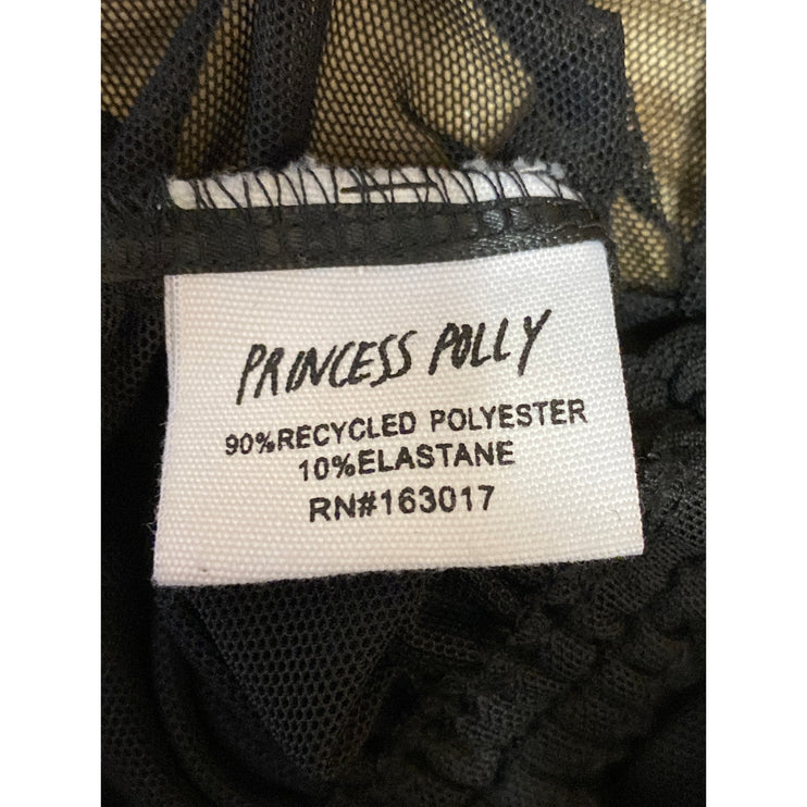 Princess Polly Black Mesh Sheer Sleeveless Bustier Corset Tie Crop Top Size S