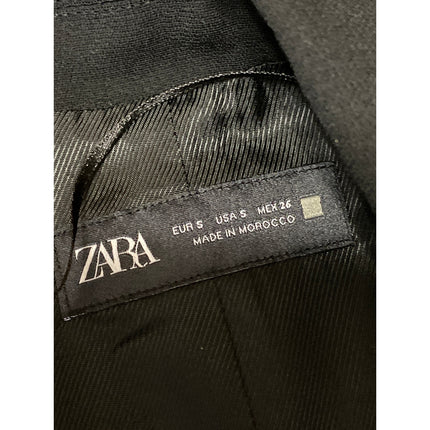 Zara Womens Black Sleeveless Collared Belted Waist Button Romper Jumpsuit Size S