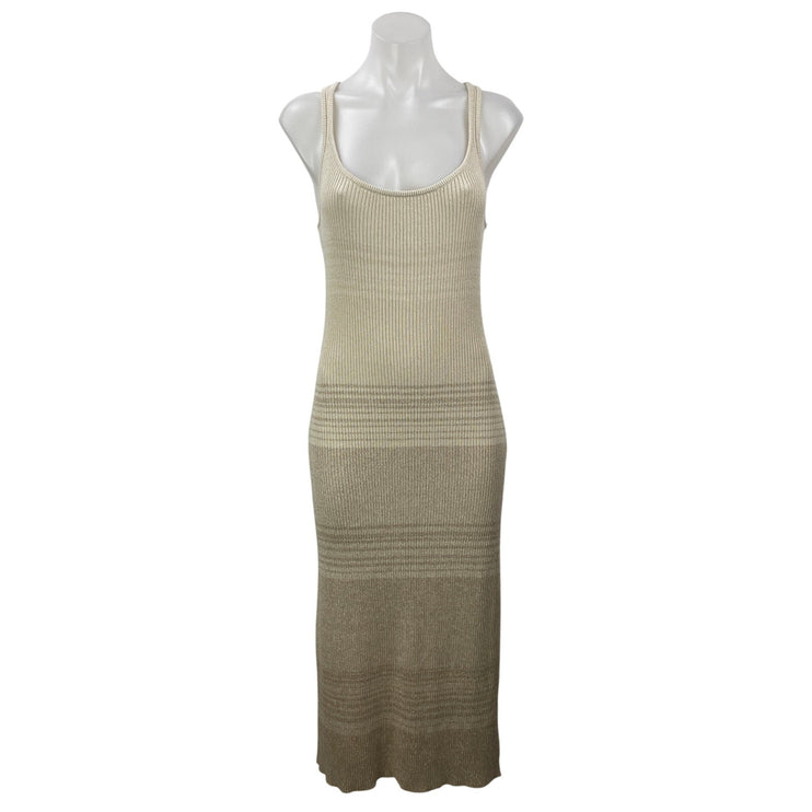 Splendid Xena Lurex Cream Women's Sleeveless Ribbed Knit Midi Sweater Dress Sz S
