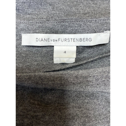 Diane Von Furstenberg Women's Gray Long Sleeve V Neck Mini Wrap Dress Size 4