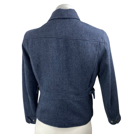Lauren Ralph Lauren Navy Blue Long Sleeve Asymmetric Zip Moto Biker Jacket Sz S