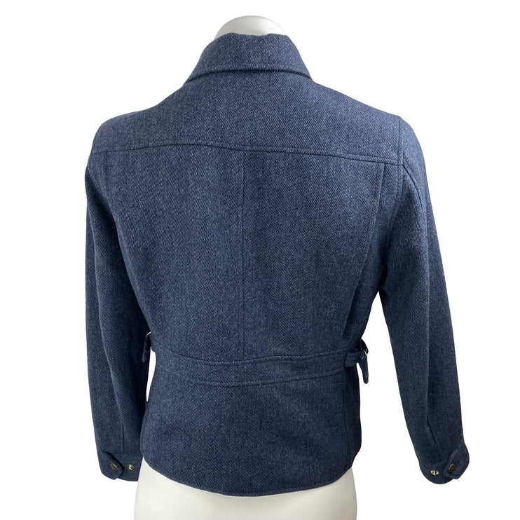 Lauren Ralph Lauren Navy Blue Long Sleeve Asymmetric Zip Moto Biker Jacket Sz S