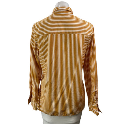 COS Women's Mustard Yellow Long Sleeve Striped Button Down Shirt Top Size 8