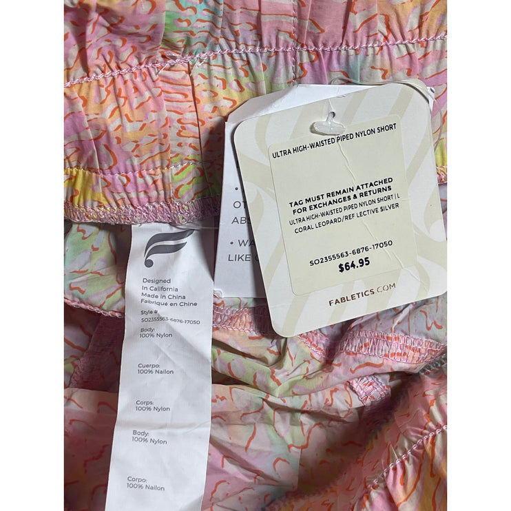 NEW Fabletics Multicolor Ultra High Waisted Piped Activewear Running Short Sz L