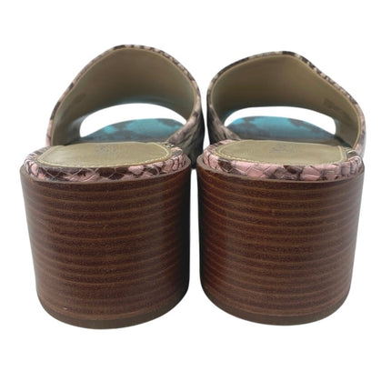 Michael Kors Ingrid Snakeskin Leather Round Toe Slip On Mules Dress Sandals 9.5Mq