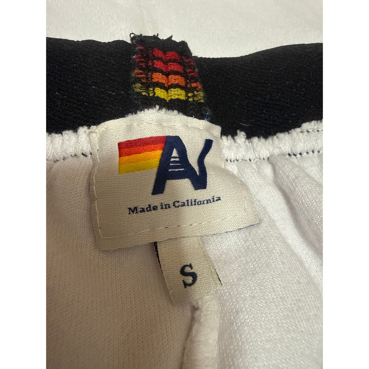 Aviator Nation Women's White Stripe Elastic Waist Jogger Lounge Shorts Size S