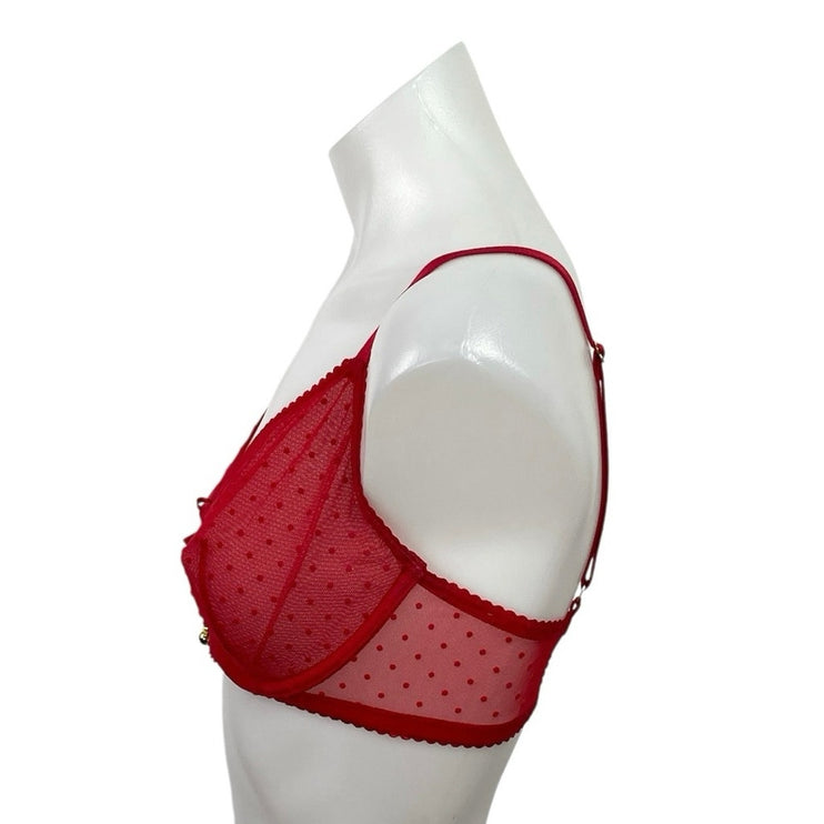 Victoria's Secret Very Sexy Jingle Bells Red Unlined Underwire Demi Bra Size 36C