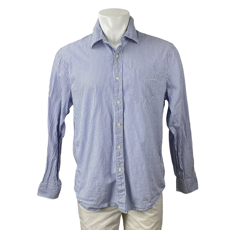 J.Crew Secret Wash Men's Blue Striped Classic Long Sleeve Button Down Shirt L