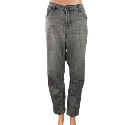 Kensie Women's Gray High Waisted Acid Wash Straight Leg Denim Jeans Pants Sz 12