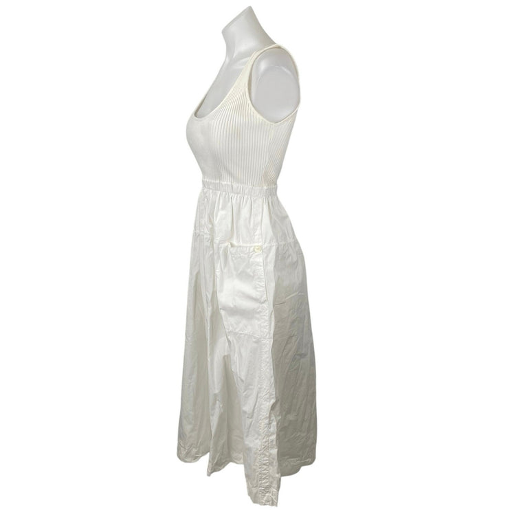 Zara Women's White Sleeveless Ribbed Square Neck Midi A-Line Tank Dress Size S