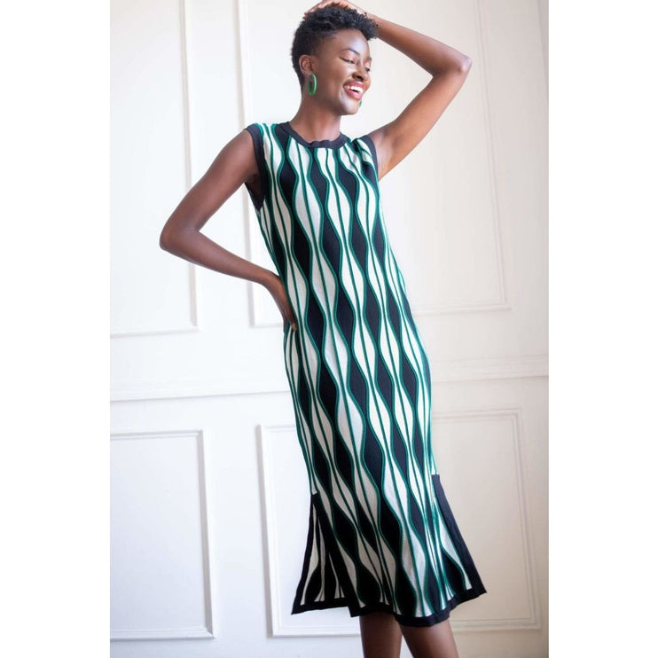 Anthropologie Eva Franco Mod Knit Green Argyle Sleeveless Tank Midi Dress XXS
