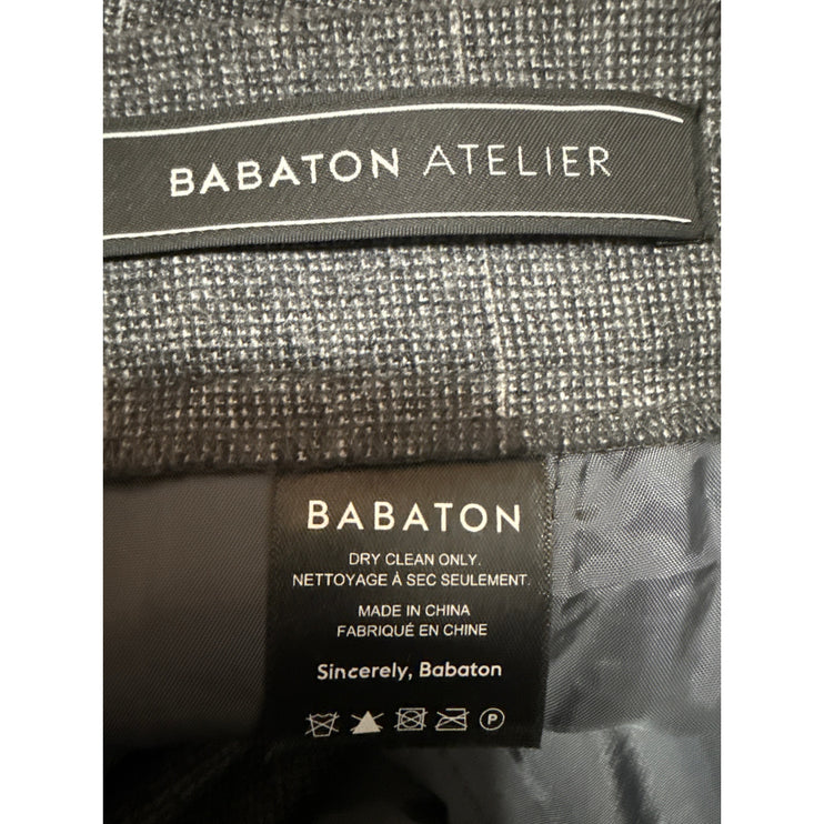 Aritzia Babaton Atelier Gray Wool Plaid High Rise Tapered Trousers Pants Size 2