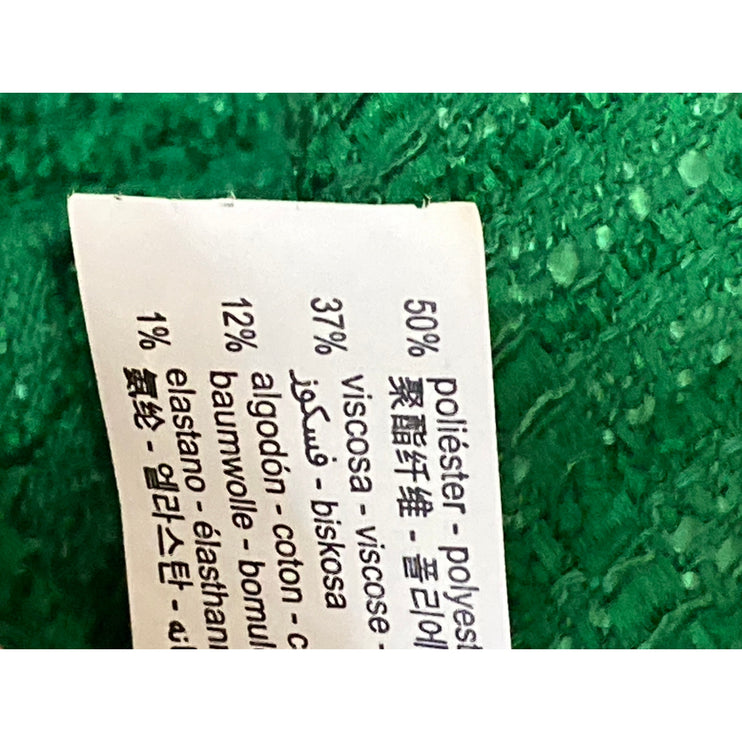 Zara Women's Green Tweed Gold Button Sleeveless V Neck Tank Crop Top Size S