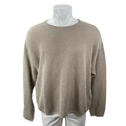 Zara Men's Beige Long Sleeve Round Neck Relaxed Pullover Knit Sweater Top Size L