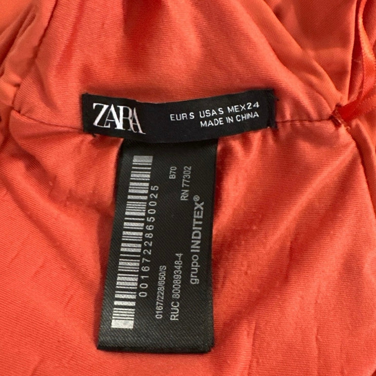 Zara Coral Sleeveless Halter Cutout Bandeau Ornament One Piece Swimsuit Size S