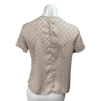 Banana Republic Women's Tan Beige Printed Short Sleeve Blouse Shirt Top Size XS