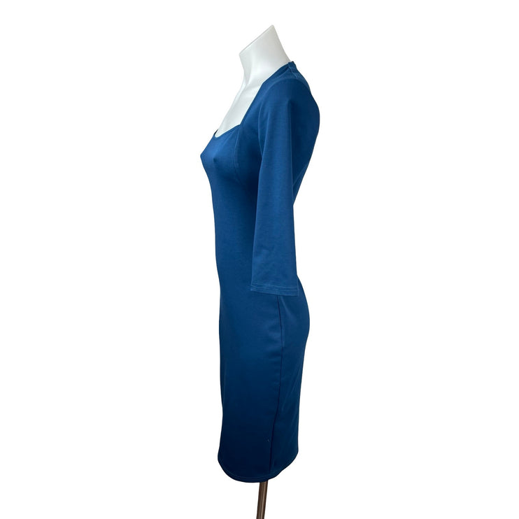 Vfshow Vfemage Blue Scoop Neck Quarter Sleeve Midi Pencil Bodycon Dress Size XS