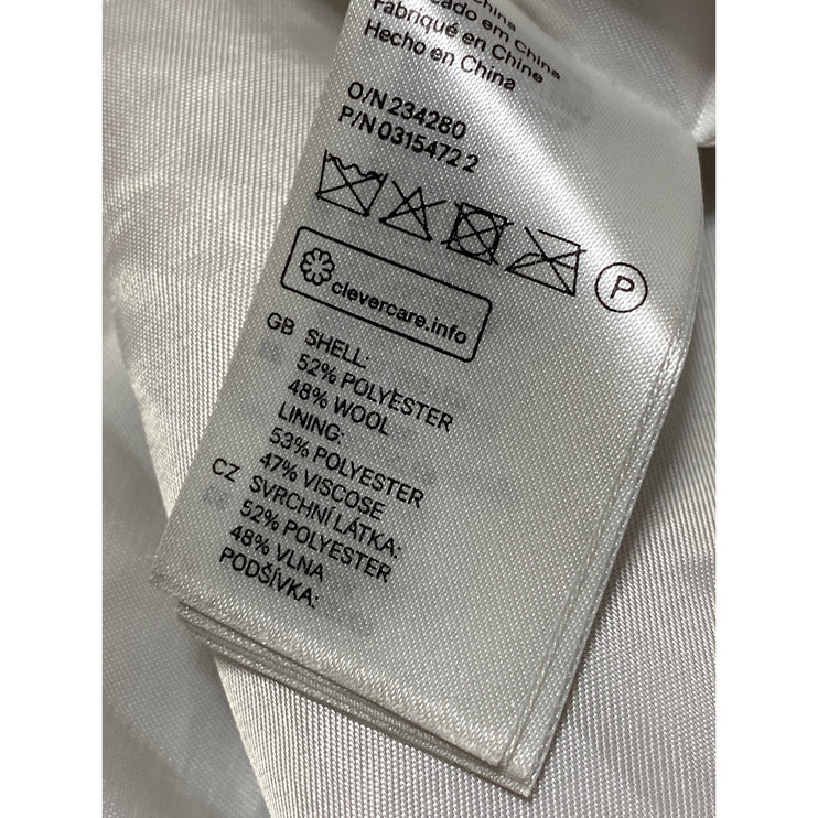 H&M Women's Beige Tan Wool Belted Long Sleeve Wrap Trench Over Coat Jacket Sz 2