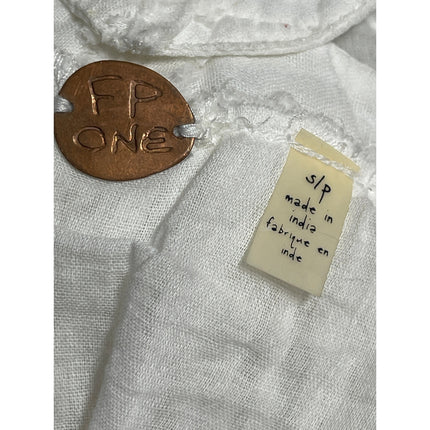Free People Women's White Geo Flow Sleeveless Blouson Swing Crop Tank Top Size S